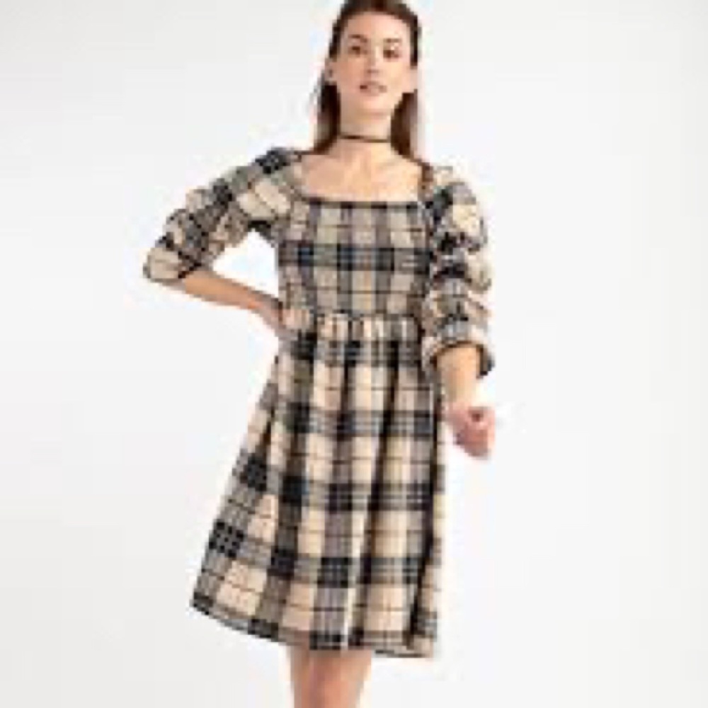 Easel Plaid Smocked Dress- Never Worn